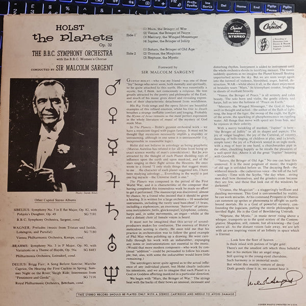 Gustav Holst, BBC Symphony Orchestra, Sir Malcolm Sargent : The Planets Op. 32 (LP)