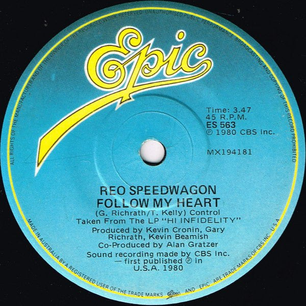 REO Speedwagon : Keep On Loving You (7", Single)