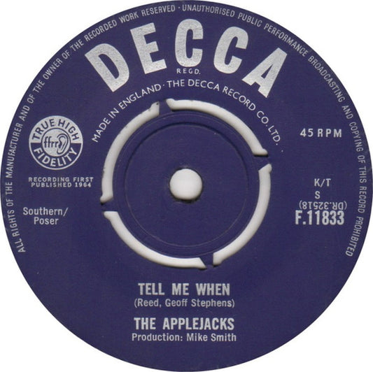 The Applejacks : Tell Me When (7", Single)