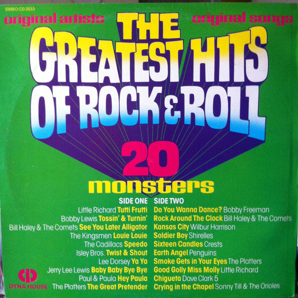 Various : The Greatest Hits Of Rock & Roll - 20 Monsters (LP, Comp)