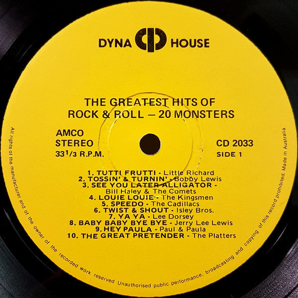 Various : The Greatest Hits Of Rock & Roll - 20 Monsters (LP, Comp)