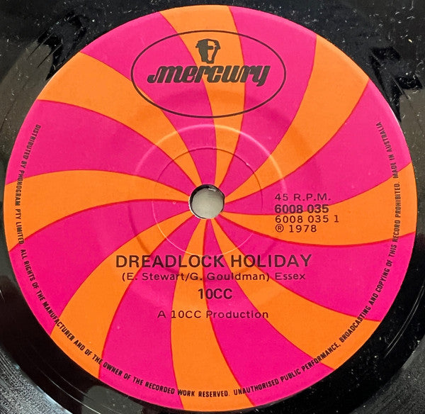 10cc : Dreadlock Holiday (7", Single)