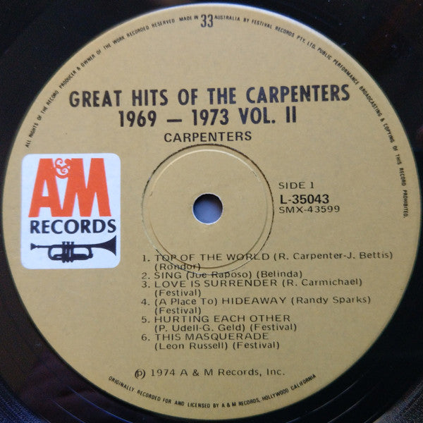 Carpenters : Great Hits Of The Carpenters Vol II 1969-1973 (LP, Comp, Gat)