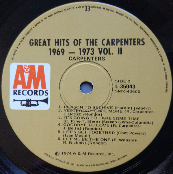 Carpenters : Great Hits Of The Carpenters Vol II 1969-1973 (LP, Comp, Gat)