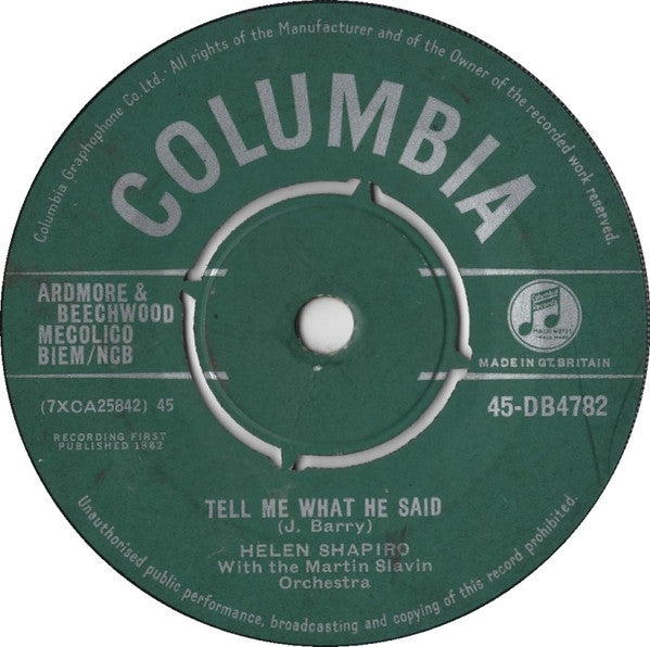 Helen Shapiro : Tell Me What He Said (7", Single)