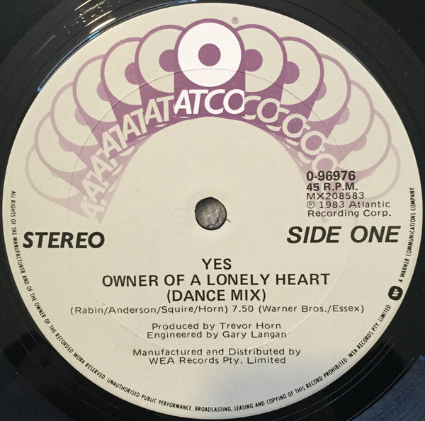 Yes : Owner Of A Lonely Heart (12", Single)