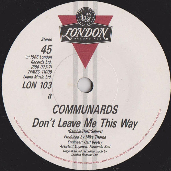 Communards* With Sarah Jane Morris : Don't Leave Me This Way (7", Single, Pap)