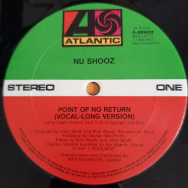 Nu Shooz : Point Of No Return (Extended Version) (12", Single)