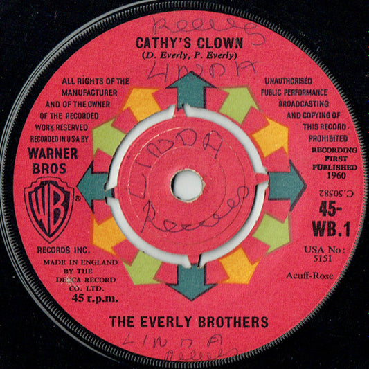 The Everly Brothers* : Cathy's Clown / Always It's You (7", Single)