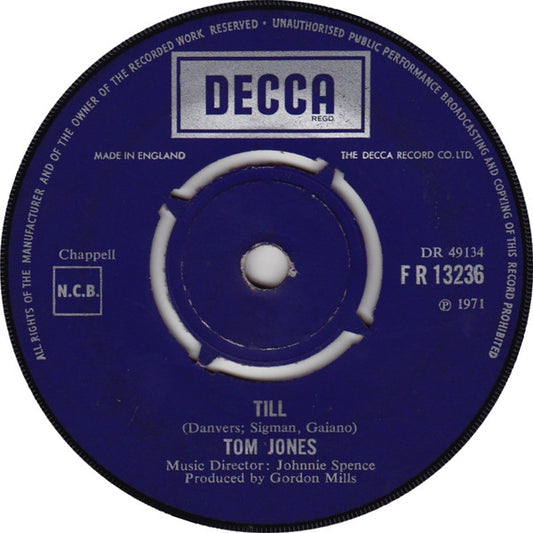 Tom Jones : Till (7", Single)