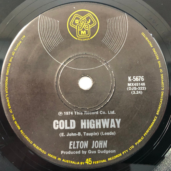 Elton John : The Bitch Is Back (7", Single)
