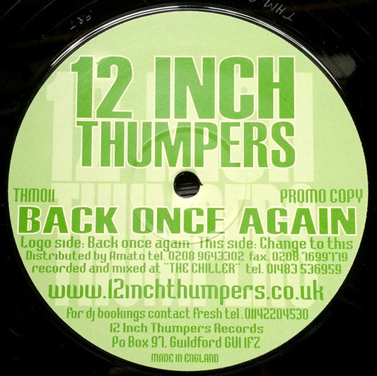 12 Inch Thumpers : Back Once Again (12", Promo)