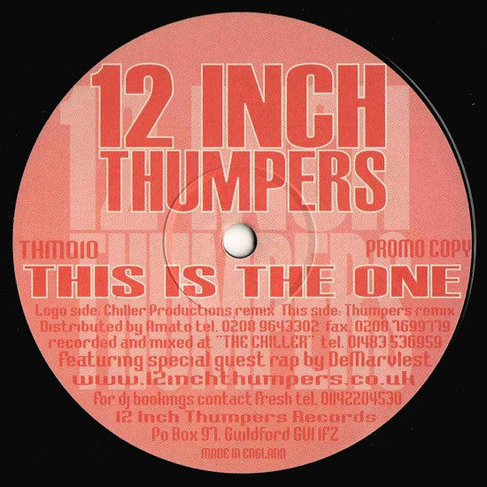 12 Inch Thumpers : This Is The One (12", Promo)