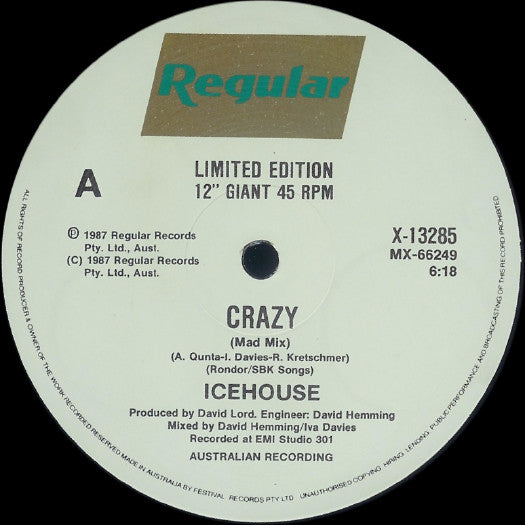 Icehouse : Crazy (12", Single, Ltd)