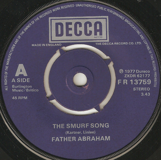 Father Abraham* : The Smurf Song (7", Single)