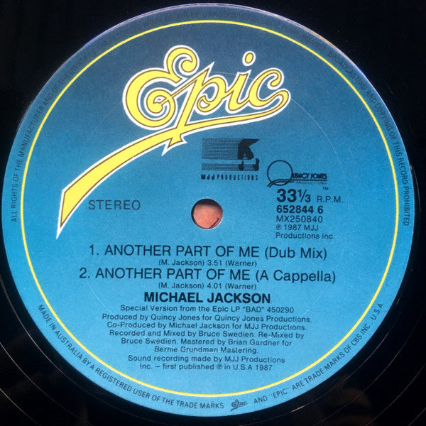 Michael Jackson : Another Part Of Me (Extended Dance Mix) (12")