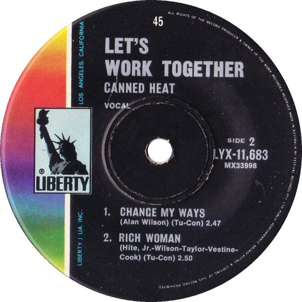 Canned Heat : Let's Work Together (7", EP, Mono)