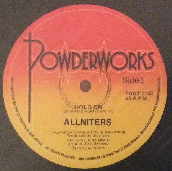 Allniters : Hold On Dance Mix (12", Maxi, Single)