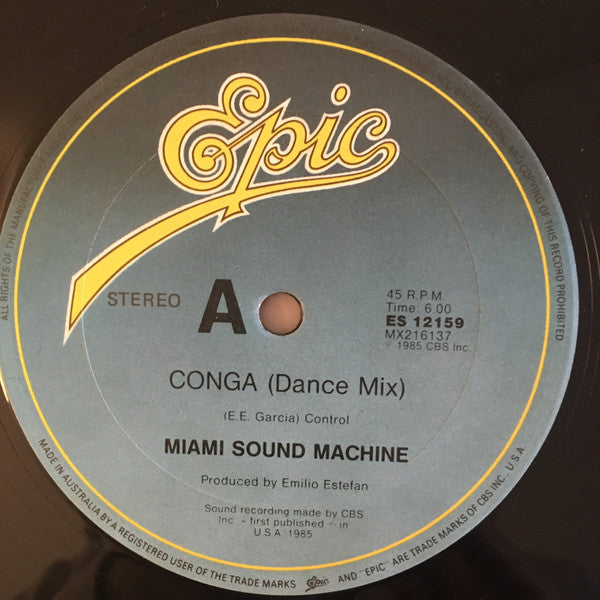 Miami Sound Machine : Conga (12", Single, Pic)