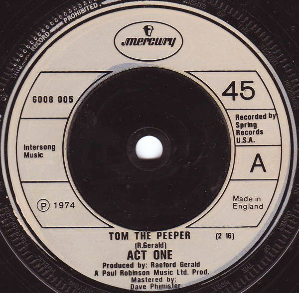 Act One* : Tom The Peeper (7", Single)