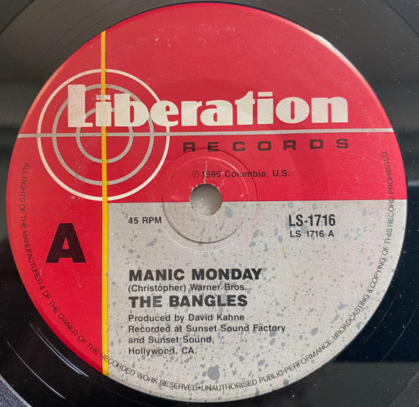 The Bangles* : Manic Monday (7", Single)