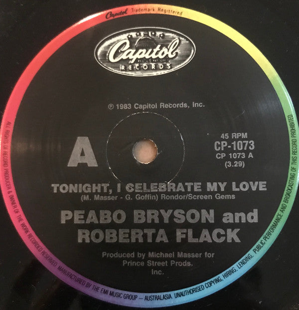 Peabo Bryson And Roberta Flack : Tonight I Celebrate My Love (7", Single)