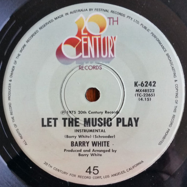 Barry White : Let The Music Play (7", Single)