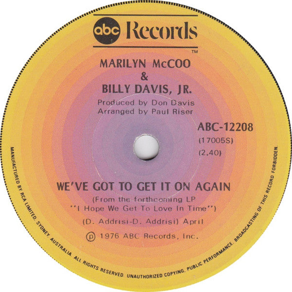 Billy Davis Jr. & Marilyn McCoo* : You Don't Have To Be A Star (7", Single)