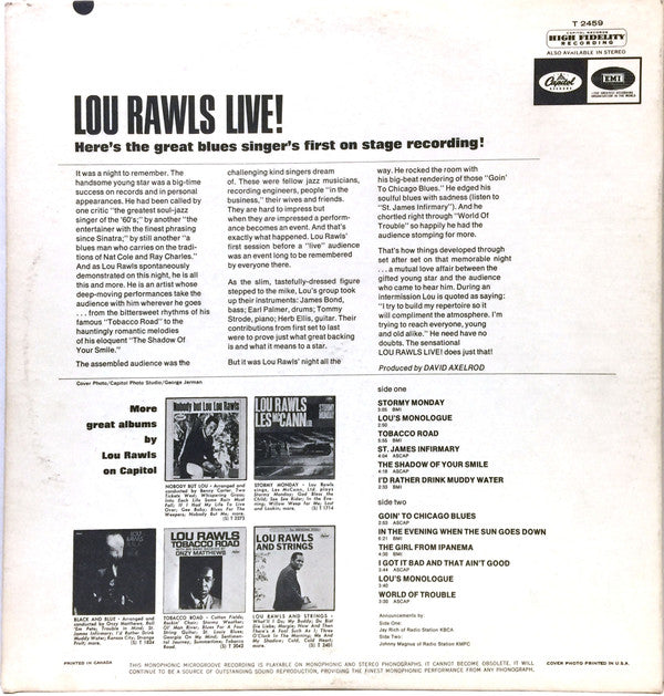 Lou Rawls : Live! (LP, Mono)