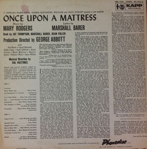 Various : Once Upon A Mattress (LP, Mono)