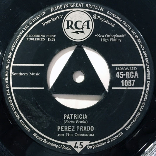Perez Prado And His Orchestra : Patricia / Why Wait (7", Single, Tri)