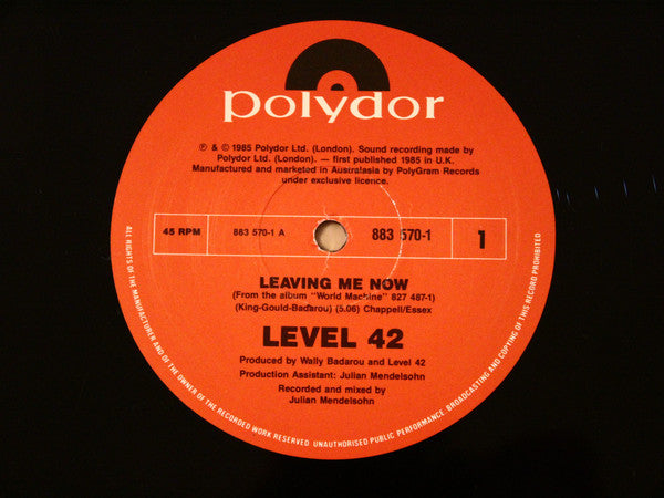 Level 42 : Leaving Me Now (12")