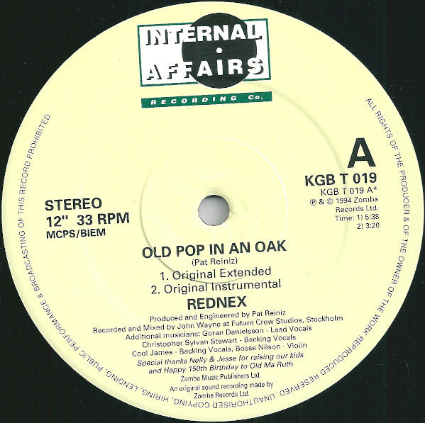 Rednex : Old Pop In An Oak (12", Maxi)