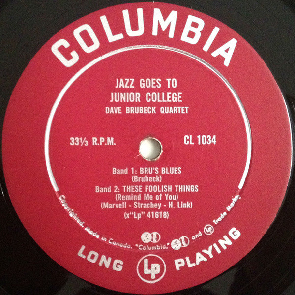 The Dave Brubeck Quartet : Jazz Goes To Junior College (LP, Album, Mono)
