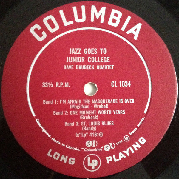 The Dave Brubeck Quartet : Jazz Goes To Junior College (LP, Album, Mono)