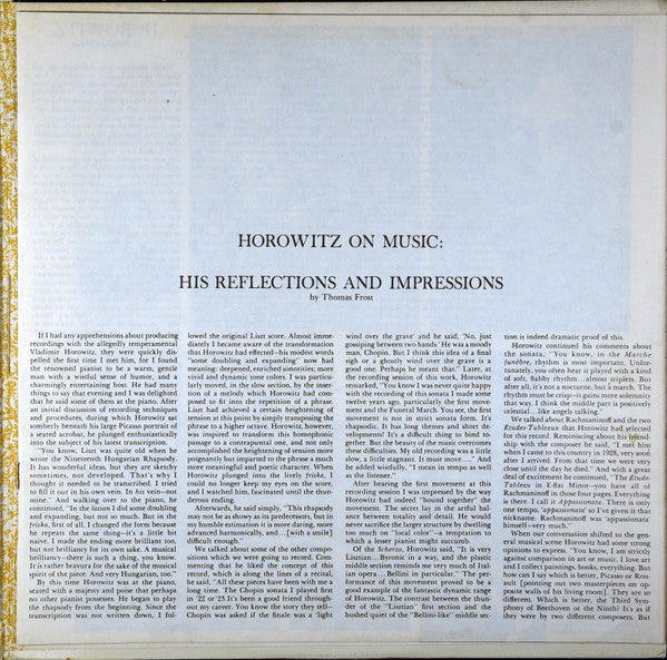 Vladimir Horowitz : Columbia Records Presents Vladimir Horowitz (LP, Mono, RE, Gat)