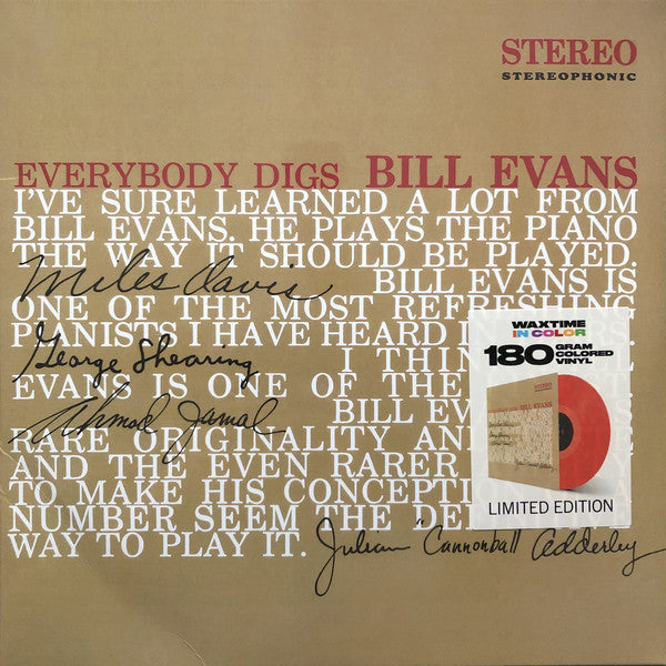 Bill Evans : Everybody Digs Bill Evans (LP, Album, Ltd, RE, Red)