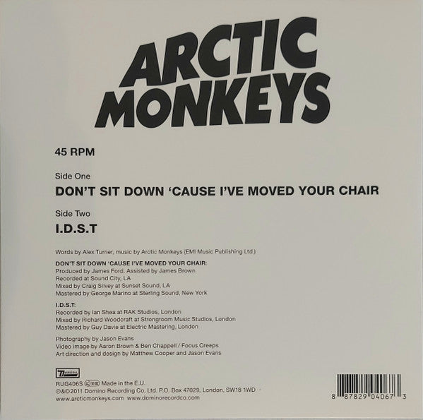 Arctic Monkeys : Don't Sit Down 'Cause I've Moved Your Chair (7", Single, RE)
