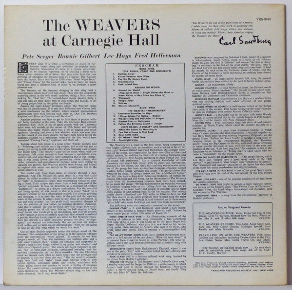 The Weavers : The Weavers At Carnegie Hall (LP, Mono, VQC)