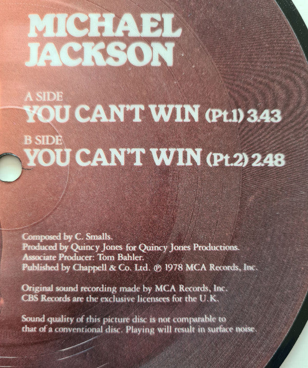 Michael Jackson : You Can't Win (7", Pic)