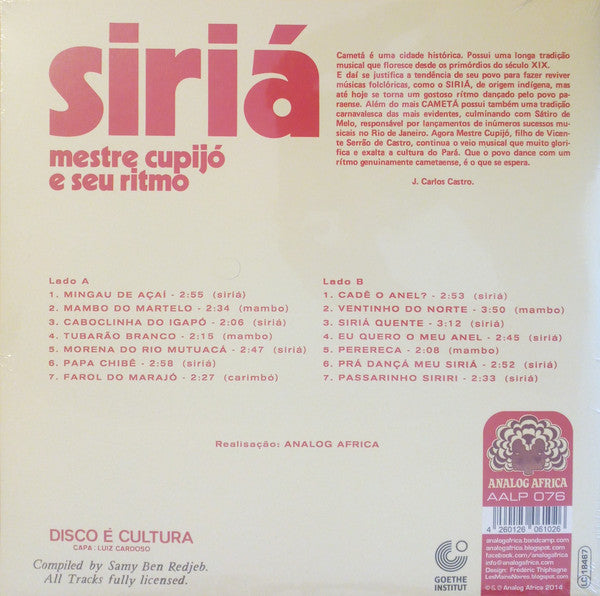 Mestre Cupijó E Seu Ritmo : Siriá (LP, Comp, RP)