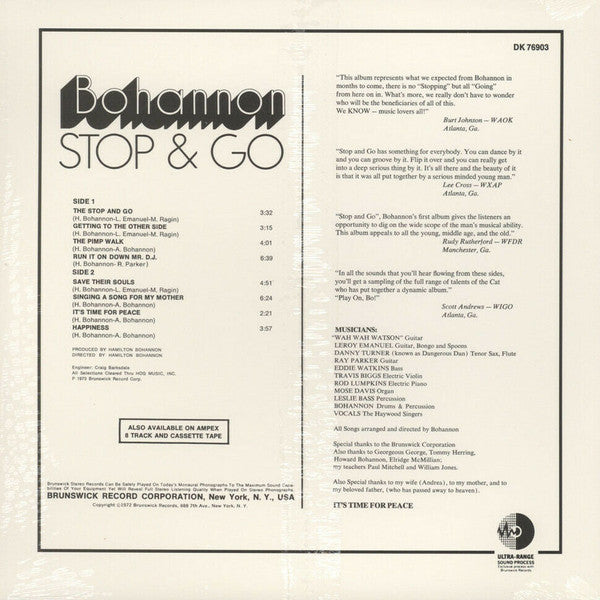 Hamilton Bohannon : Stop & Go (LP, Album, RE)