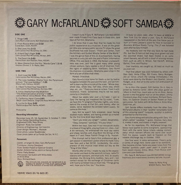 Gary McFarland : Soft Samba (LP, Album, Gat)