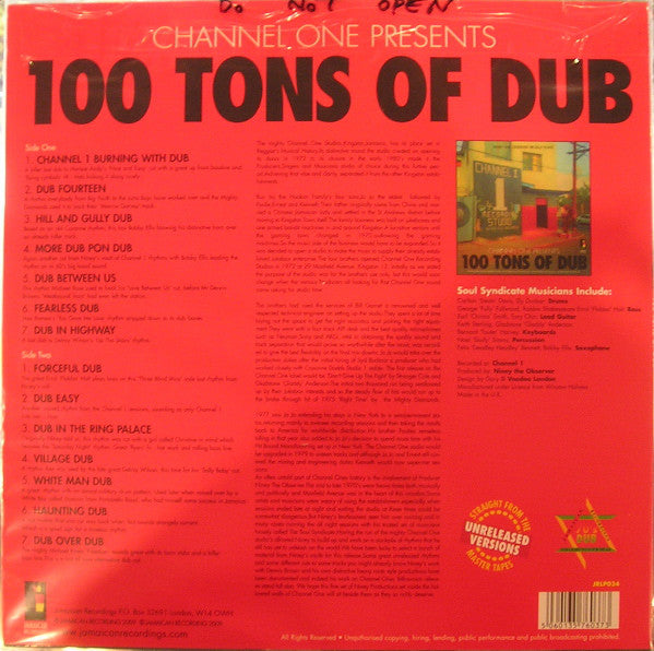 The Soul Syndicate : Channel One Presents 100 Tons Of Dub (LP, Album)