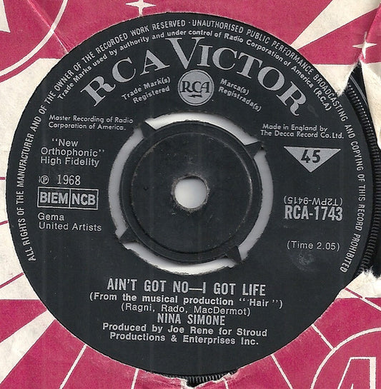 Nina Simone : Ain't Got No - I Got Life (7", Single, 4-p)