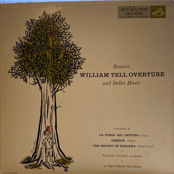 Fernando Previtali, The London Symphony Orchestra, Orchestra Sinfonica Di Roma Della RAI : Rossini William Tell Overture And Ballet Music (LP, Mono)