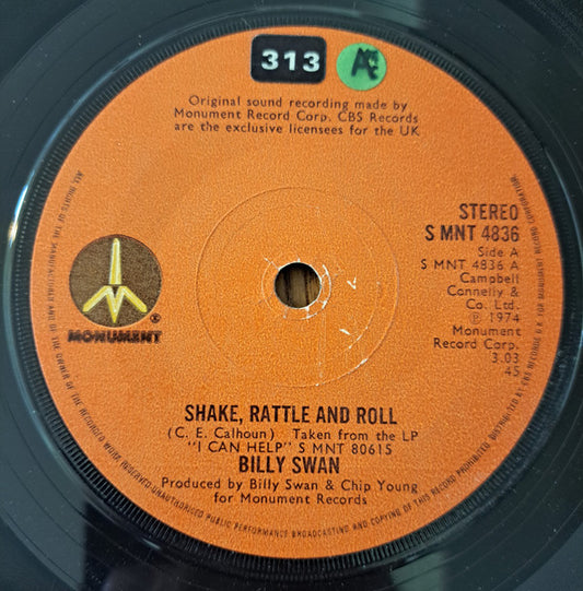 Billy Swan : Shake, Rattle And Roll (7", Single, Sol)