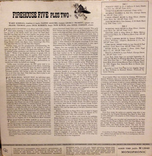 Firehouse Five Plus Two : Dixieland Favorites (LP, Album, Mono)