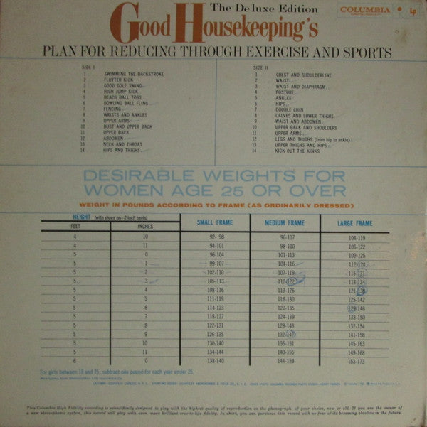 The Tony Aless Quartet, Rosemary Rice : Good Housekeeping's Plan For Reducing Through Exercise And Sports (LP)