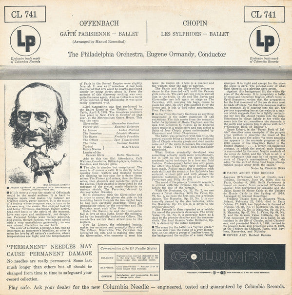 The Philadelphia Orchestra, Eugene Ormandy : Gaîté Parisienne - Les Sylphides (LP, Album, Mono)